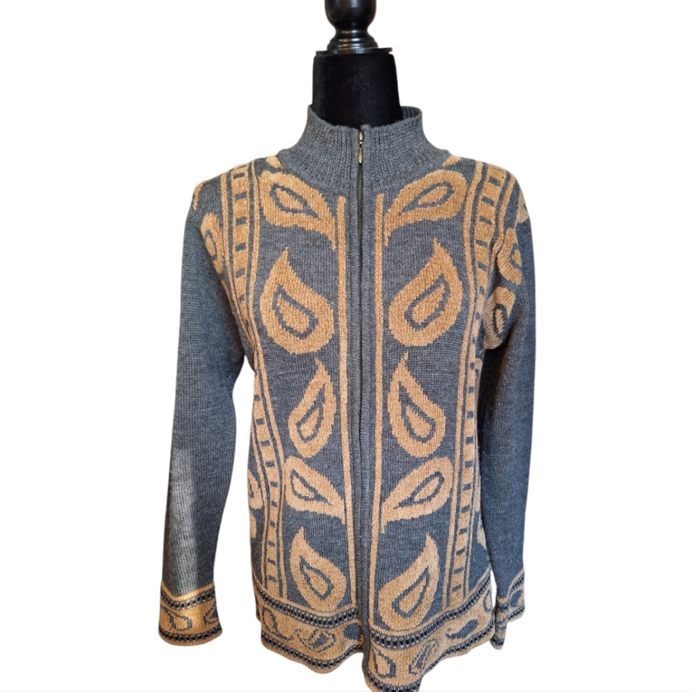 Pendleton Gray and Gold Cardigan Sweater
